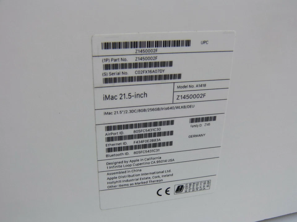 Apple iMac Z1450002F A1418 21,5 Zoll! 8GB RAM, 256GB SSD, Intel i5-7! NEU! OVP! - Bild 2 von 3