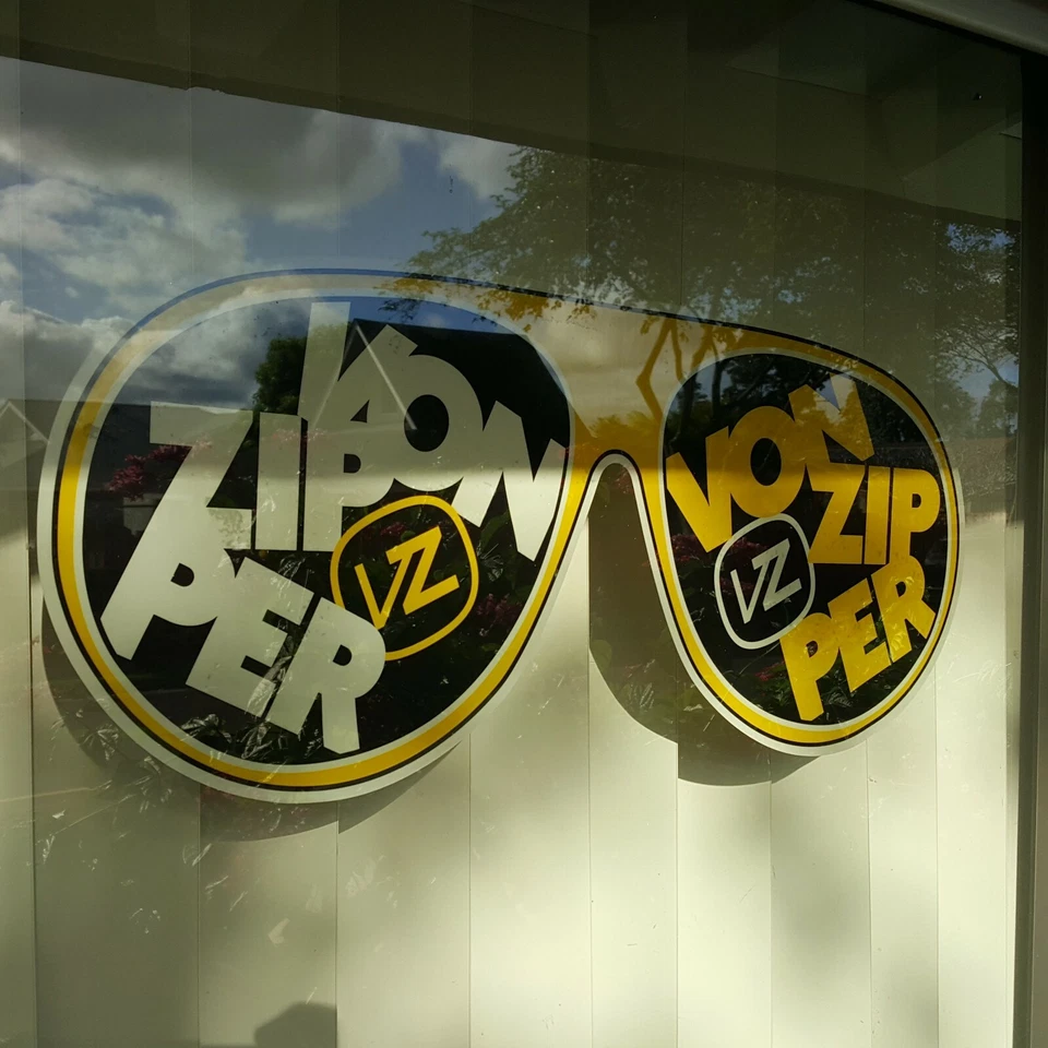 2 Raras VZ Von Cremallera Gafas de sol Gafas Publicidad Ventana Adhesivo 24" Foto 3 de 4