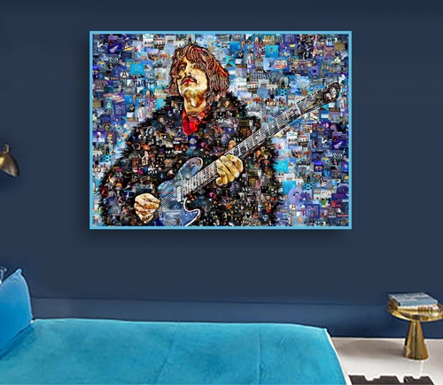 Art Collage Poster Print George Harrison (2) Made Out Of Music Albums 1960-70th - Picture 6 of 10