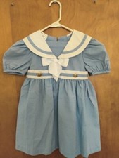 Vintage Pretty As A Picture Made in USA Infant Blue Sailor Dress Size 5