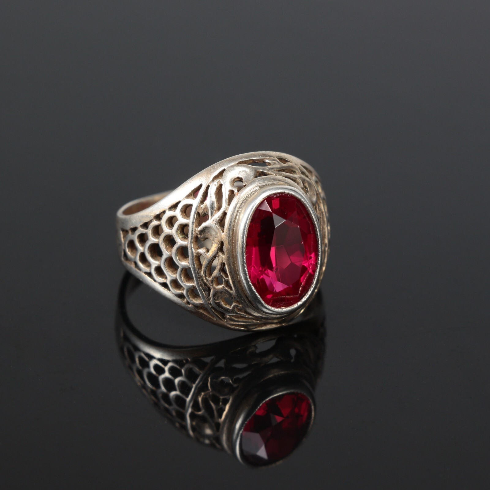 Soviet gilded silver ring with ruby 875 USSR - image 3