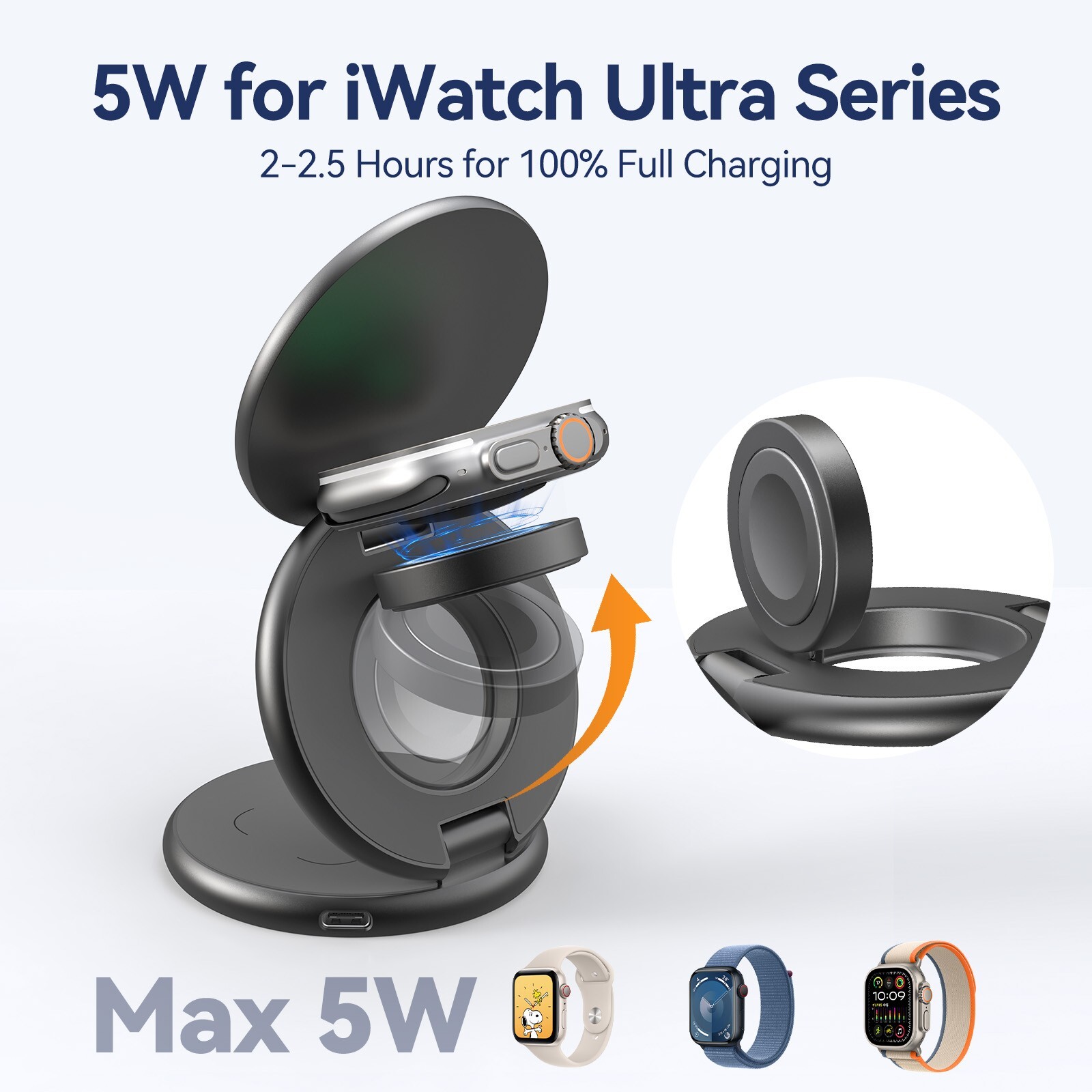 Wireless Charger Aluminum Alloy Station iPhone 12-15 Pro/Max/Plus Apple Watch-image