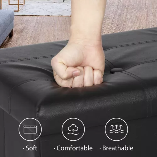 Folding Storage Ottoman Bench Foot Rest Foot Stool for Bedroom Entryway Indoor - Imagen 42 de 93