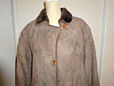 Manteau Femme En Mouton Retourné - Marron Noir - Taille 40-42 - Très Bon état