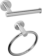 2 Pieces Bathroom Hardware Accessories, Towel Ring and Toilet Paper Holder- Stai