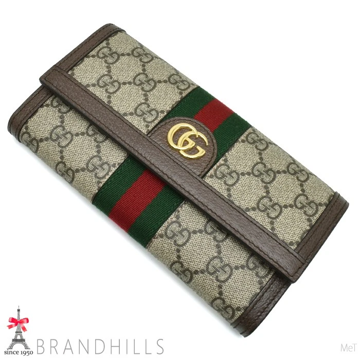 Gucci Portefeuille Long Bi Pli Ophidia GG Supreme Beige Ébène Continental Wallet 52