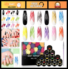 12 Colors Spider Gel Nail Art Set with Liner Brush - Soak Off UV LED Elastic Pai