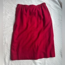 Vintage Pendleton Wool Pencil Skirt Sz 14 Red Midi Straight Lined Made in USA