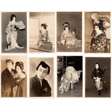 Pre-war Traditional Photos of Japanese Movie Actors Kabuki Set of 8 US:DDP