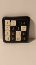 Vintage Lowe's 15 Sliding Number Puzzle Tile Game w/ Leather pouch Nice Cond.