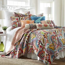 Rhapsody Quilt Set - King Quilt + Two King Pillow Shams - Paisley in Yellow O...