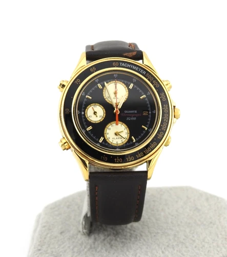 Vintage Seiko Quartz Alarm Chronograph Watch SQ100 - 7T32 - 6B50 Gold Tone