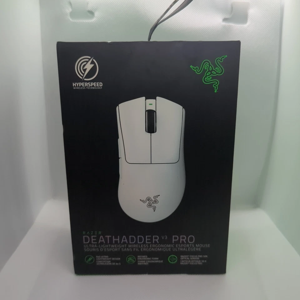 Razer DeathAdder V3 Pro White Wireless Gaming Maus 30K DPI 64g Ergonomisch - Neu in OVP