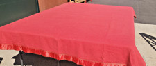 VTG Red Satin Bound Blanket 72x88 3" Wide Binding Wool Like Vintage Bedding