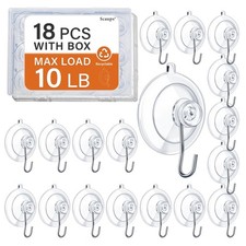18 Pack Suction Cup Hooks 10lb Heavy Duty Reusable Glass Window Shower