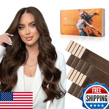 DOORES Invisi Edge Tape in Hair Extensions Human Hair, Chocolate Brown 10 Inject