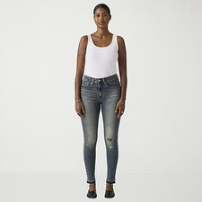 Image of NEW Womens Levis 721 High Rise Skinny Jeans, Medium Blue,  Distressed, 26x30