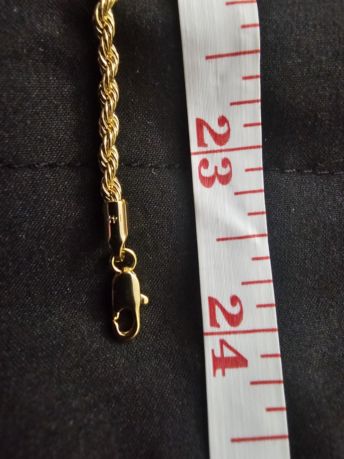 14k Gold plated over brass-ROPE Chain 24in 2.5mm with free Red Velvet Pouch image 4