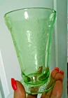 Bowknot BELMONT Glass Footed Tumbler Vaseline GREEN Dep Glass 8 oz