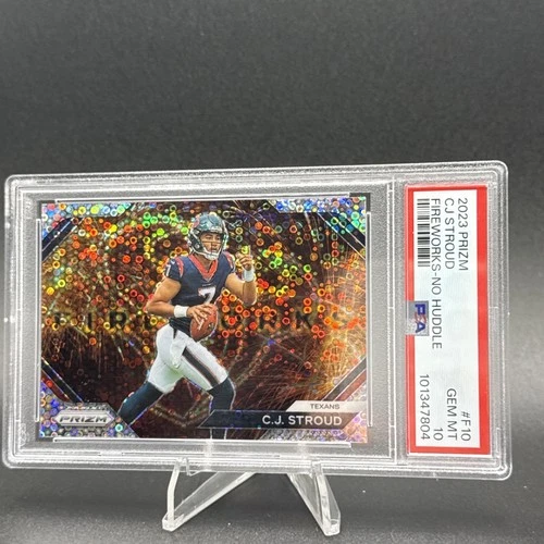 2023 PANINI PRIZM FIREWORKS NO HUDDLE #F10 CJ STROUD ROOKIE RC PSA 10