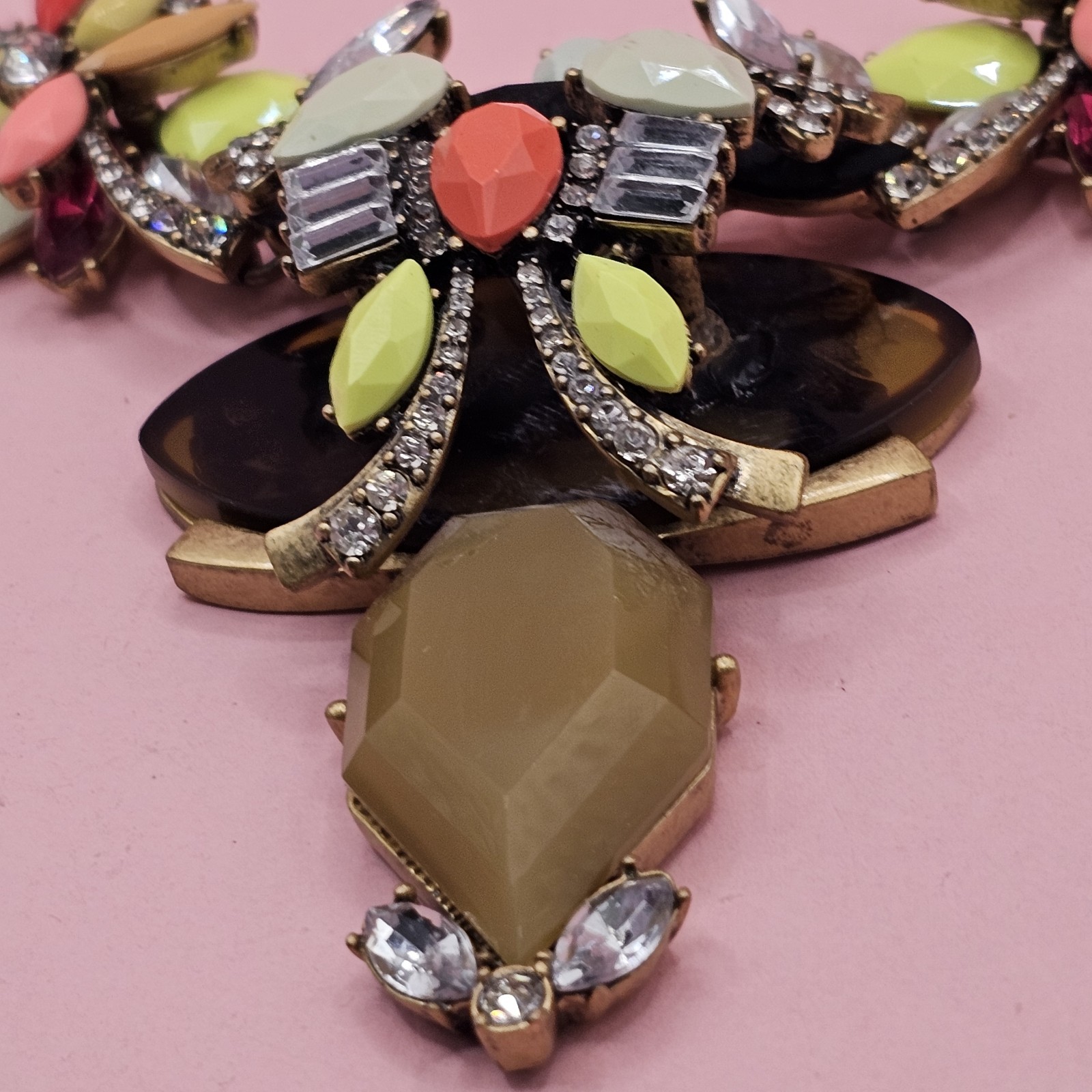 J CREW Multicolor Clear Statement Bib Necklace Cr… - image 2