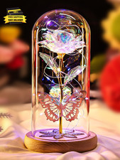 Valentines Day Rose Gifts for Her Women Mom, Galaxy Glass Rose Forever Preserved