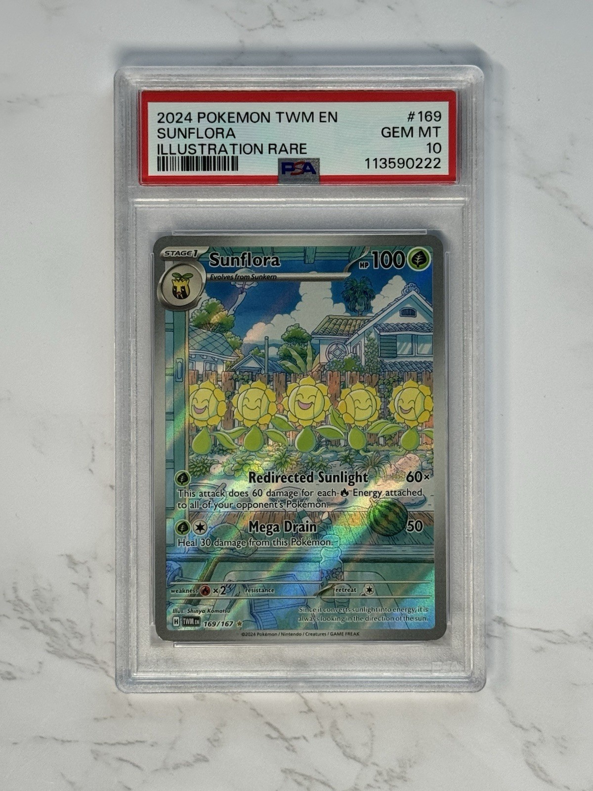 Sunflora 169/167 Illustration Rare Full Art Pokemon Twilight Masquerade | PSA 10