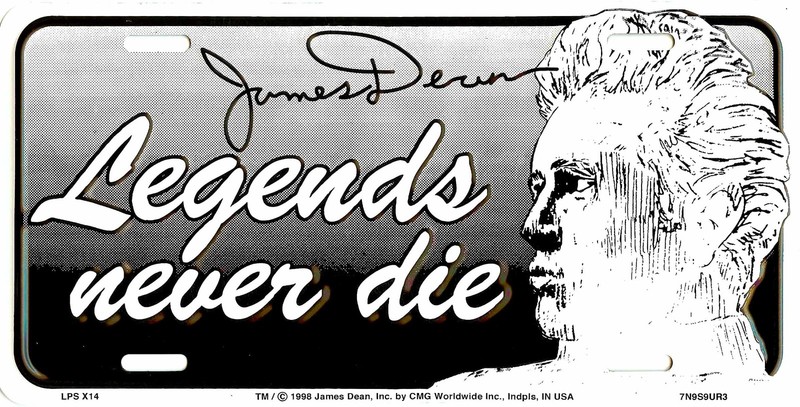 JAMES DEAN EMBOSSED METAL LICENSE PLATE AUTO CAR TAG LEGENDS NEVER DIE #X14-00