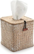 Seagrass Square Tissue Box Cover Woven Napkin Holder Decorative for Bathroom