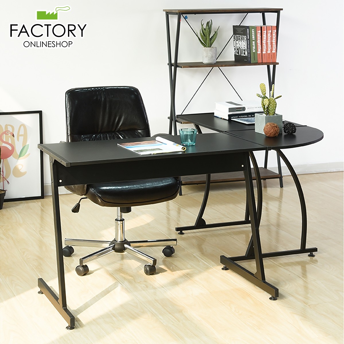 L-Shaped Corner Desk Computer Gaming Laptop PC Table Workstation Home Office