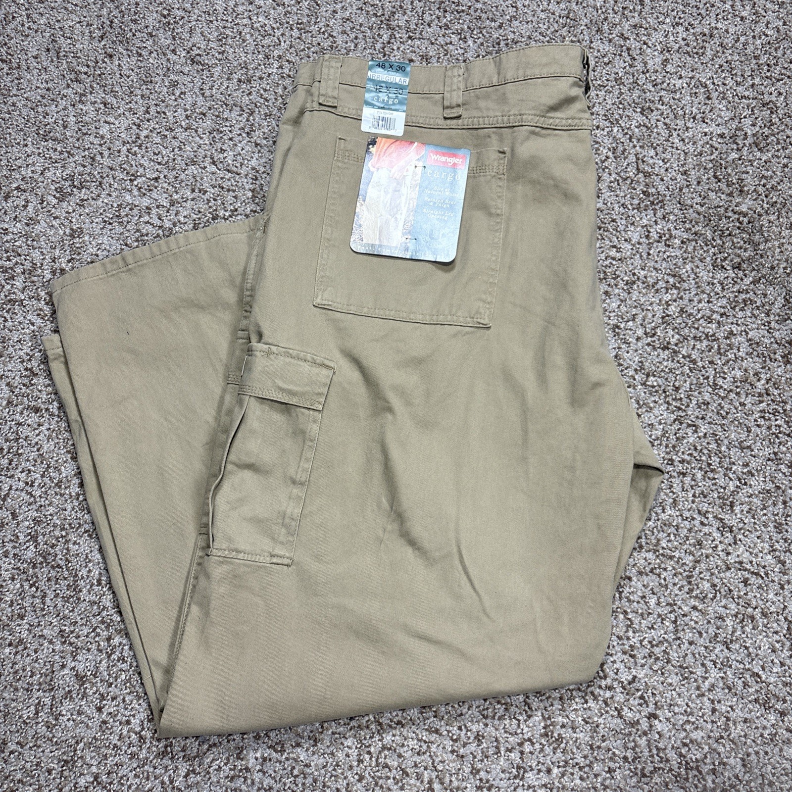 Wrangler Cargo Irregular Tan Cargo Jeans Pants Mens 48x30 Fits 48 X 31 New