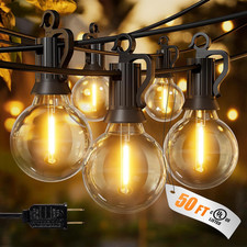 Outdoor String Lights, 50FT 25 G40 Bulbs Shatterproof Patio Lights, IP65 Waterpr
