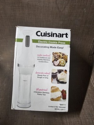  Cuisinart Electric Cookie Press Model CCP-10 12 Stainless Discs 8 Tips 