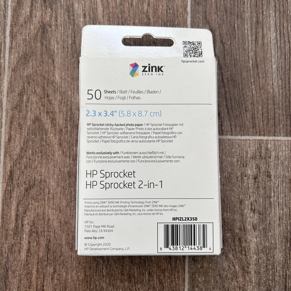 HP Sprocket Premium Zink Photo Paper 2.3x3.4" Sticky Backed Paper 50 Sheets NEW - Image 2 of 4