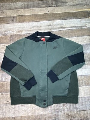 Nike Women s Tech Fleece Jacket Green Full Zip Bomber Size M Essentials NSW