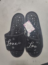 Women's Slippers sparkling stars Black size L 9-10 