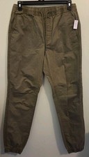 Pantalones de chándal de sarga para hombre No Boundaries MEDIANOS 32-34 VERDE calce recto #10726