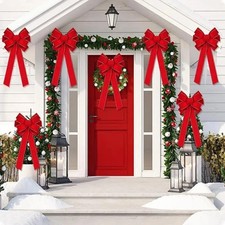 Christmas Bows Red Outdoor Large Tree Top Decor Wreath Front Door Home