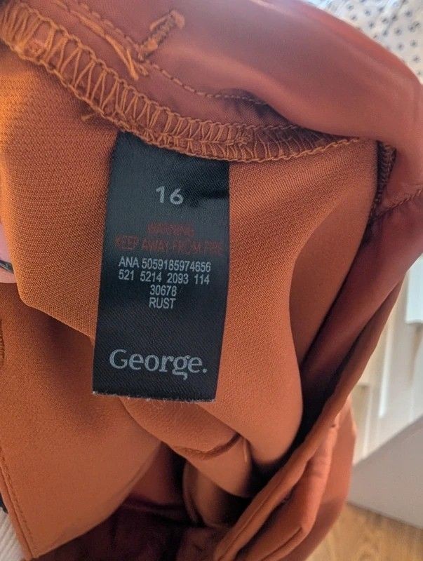 George Rust Brown Wide Leg Pleated Trousers UK 16 Tailored Smart Workwear image 9