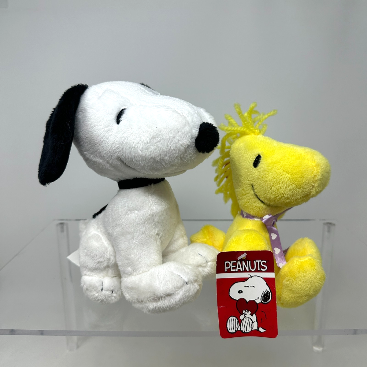Peanuts Snoopy Woodstock Plush Lot White Dog Yellow Bird Set of 2