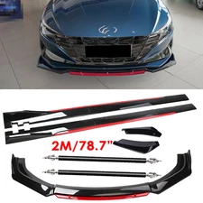 For Hyundai Sonata Glossy Black Look Red Front Lip Chin Bumper Side Skirt