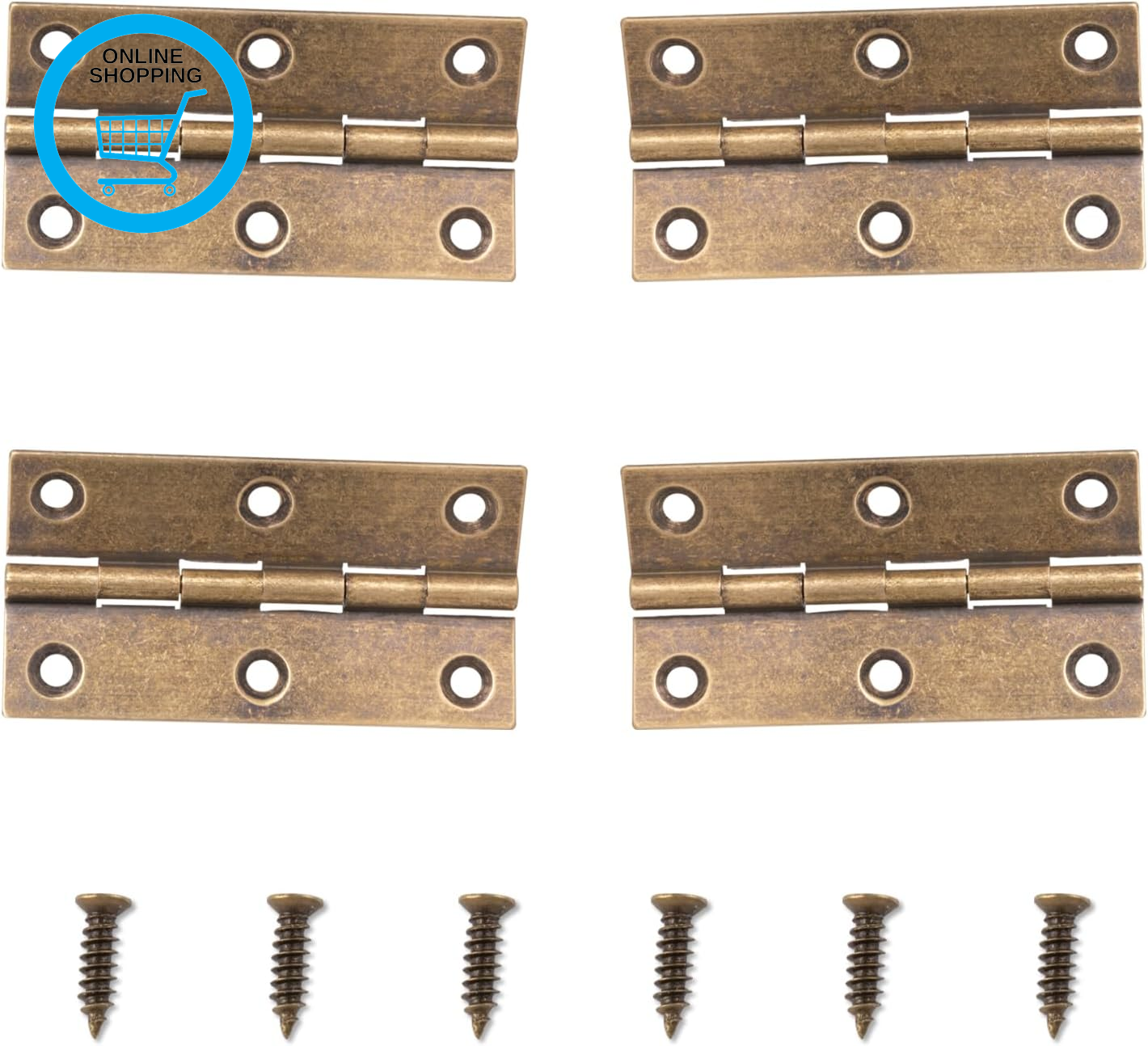 4Pcs Brass Door Hinges 2.5 Inch with Screws, Decorative Antique Bronze Vintage F
