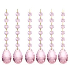 Teardrop Crystal Chandelier, 6 Pack 160mm Length Prisms Part Pink