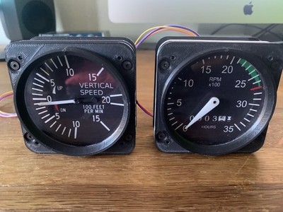 Cessna 172 Flugsimulator Messgeräte Paar - 3D gedruckt