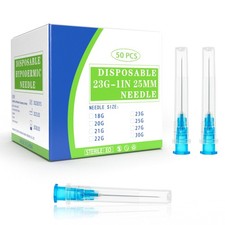 23 Gauge 1 Inch Disposable Needles with Caps - Luer Lock Lab 23G 1"