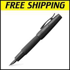 Refined E-MOTION Black Fountain Pen with Guilloché Design and Converter System