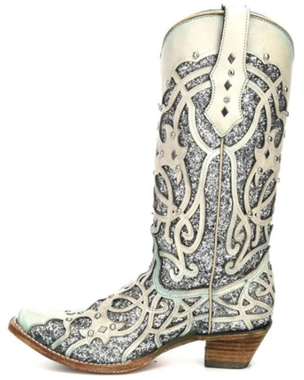 Corral Women's White Turquoise Glitter 