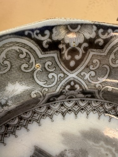 Antique Athens Plate W Adams & Sons Flow Black Mulberry Transfer 9 3/8”1849-1861 - Bild 13 von 19