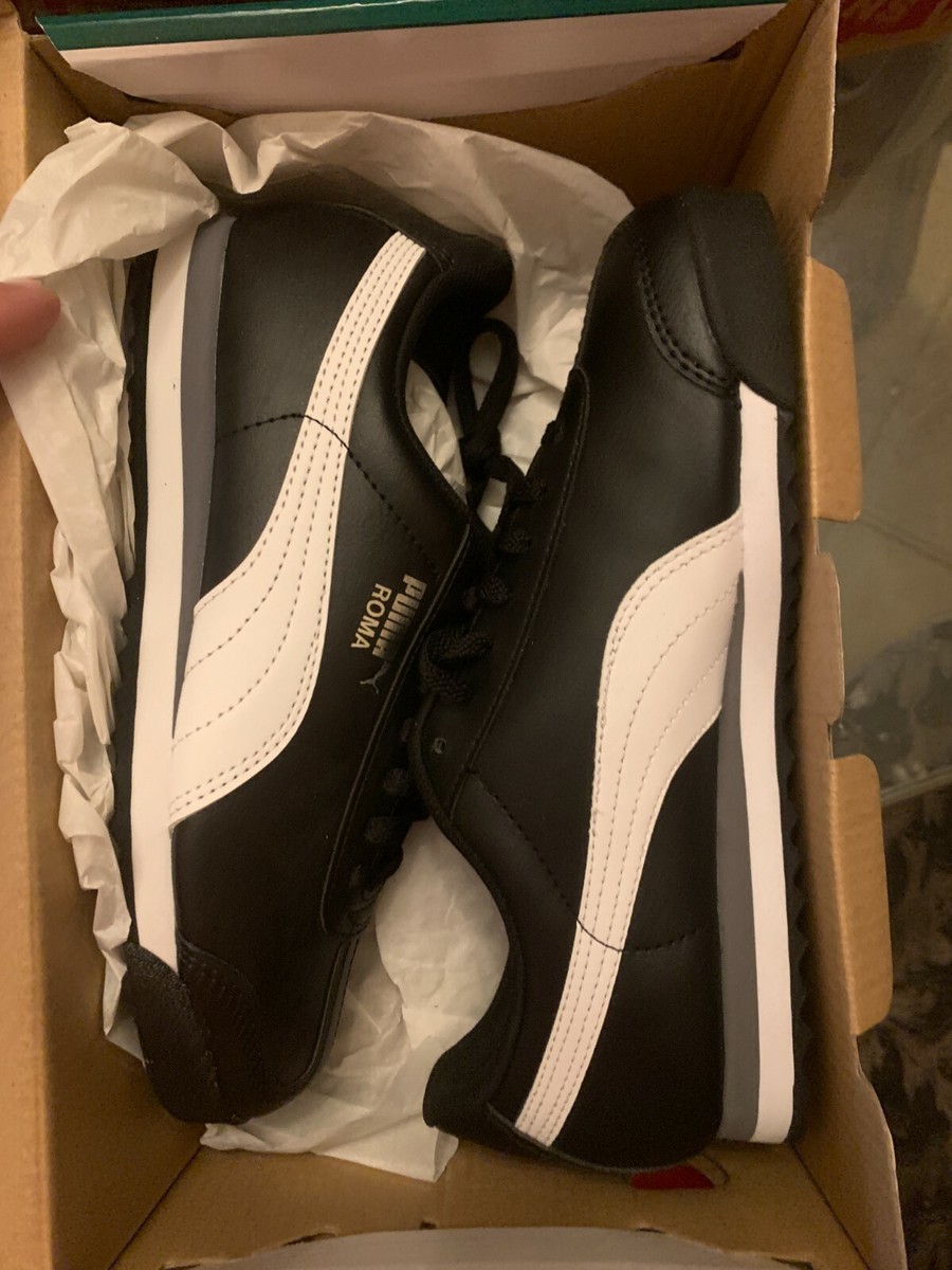 Leather PUMA ROMA BASIC JUNIOR 354259 01 BLACK-WHITE Size  display picture 1