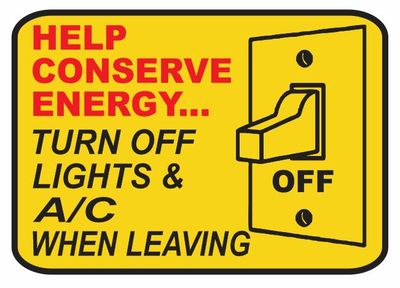 Lights Off Conserve Energy Work Safety Business Sign Decal Sticker ...